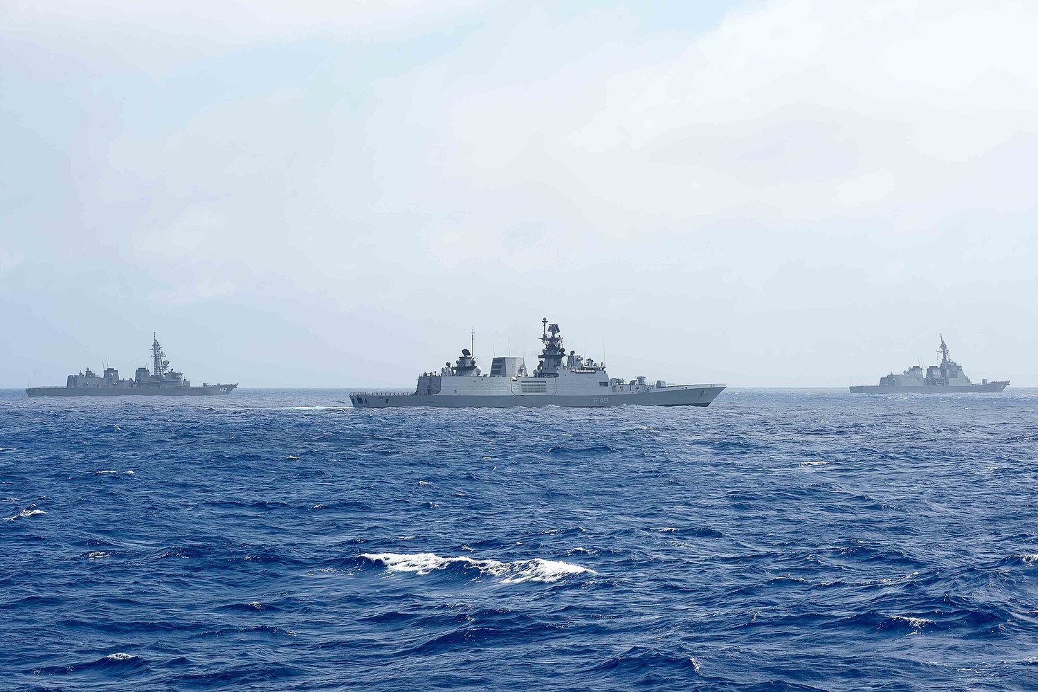 An Indian Navy warship at sea