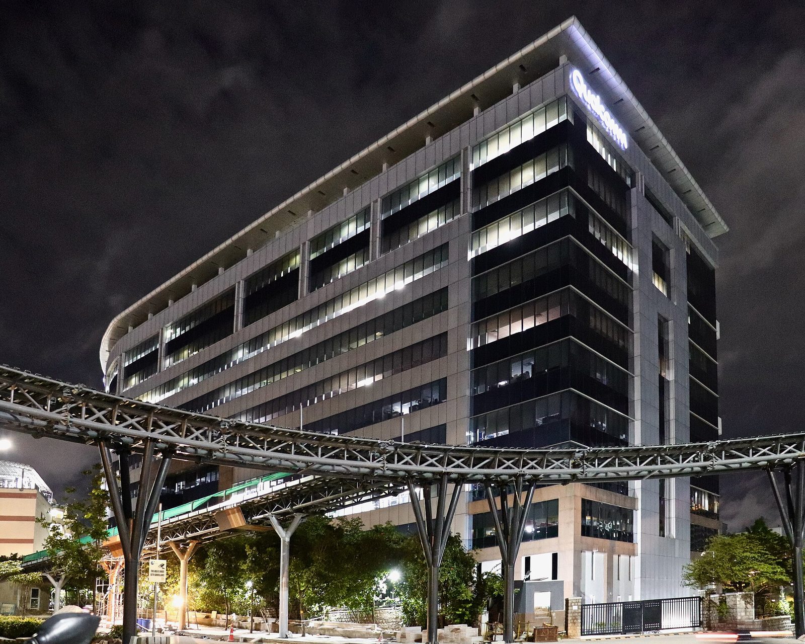 A Qualcomm Technologies building at Mindspace in Hyderabad