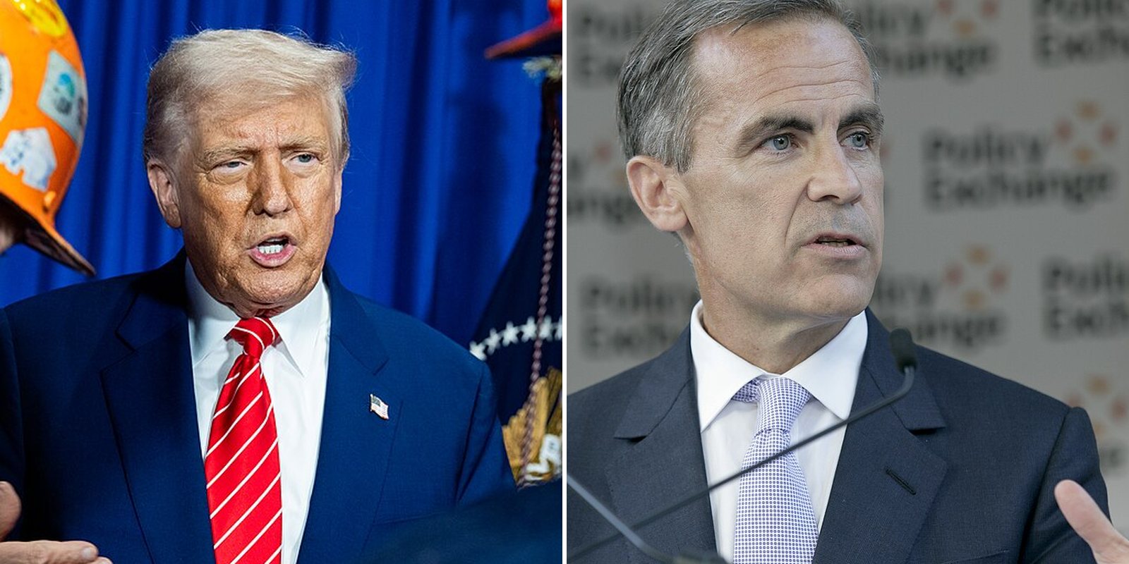 US President Donald Trump, left, and Canadian Prime Minister Mark Carney