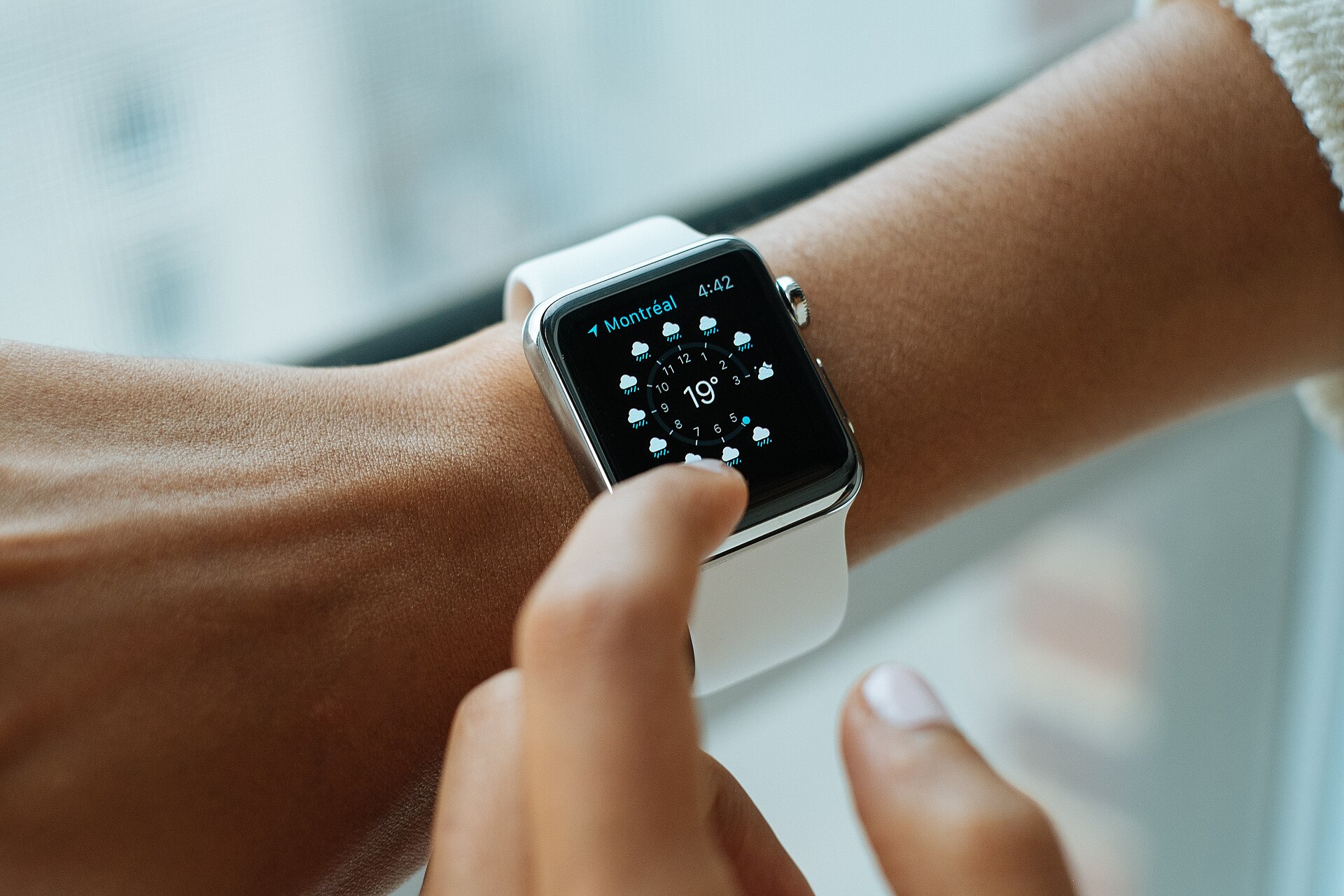 An Apple Watch on a wrist