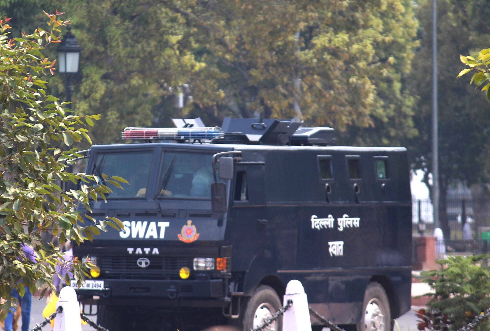 A Delhi Police SWAT vehicle