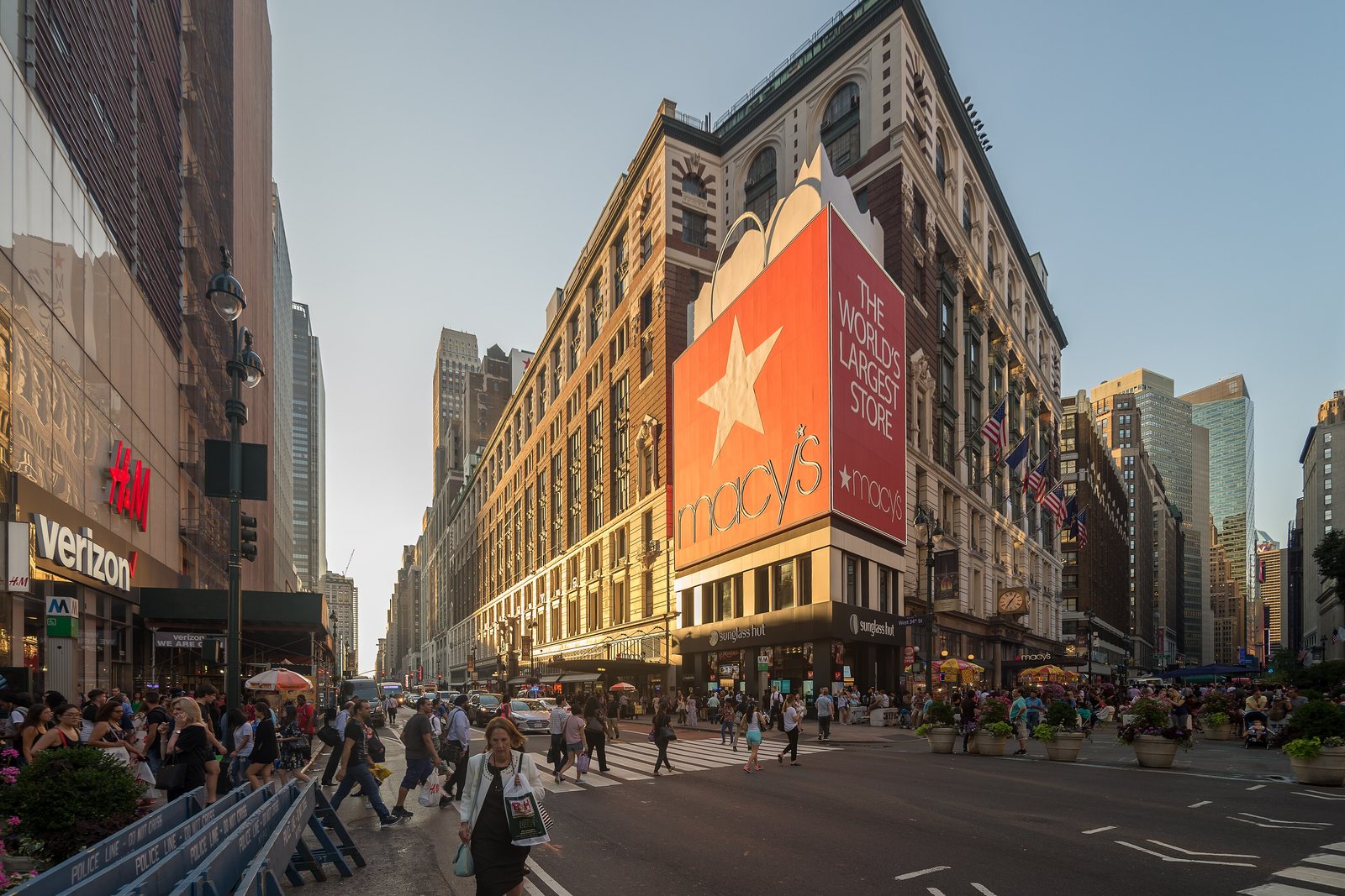 The Macy's department store at Herald Square in New York, seen from the street corner