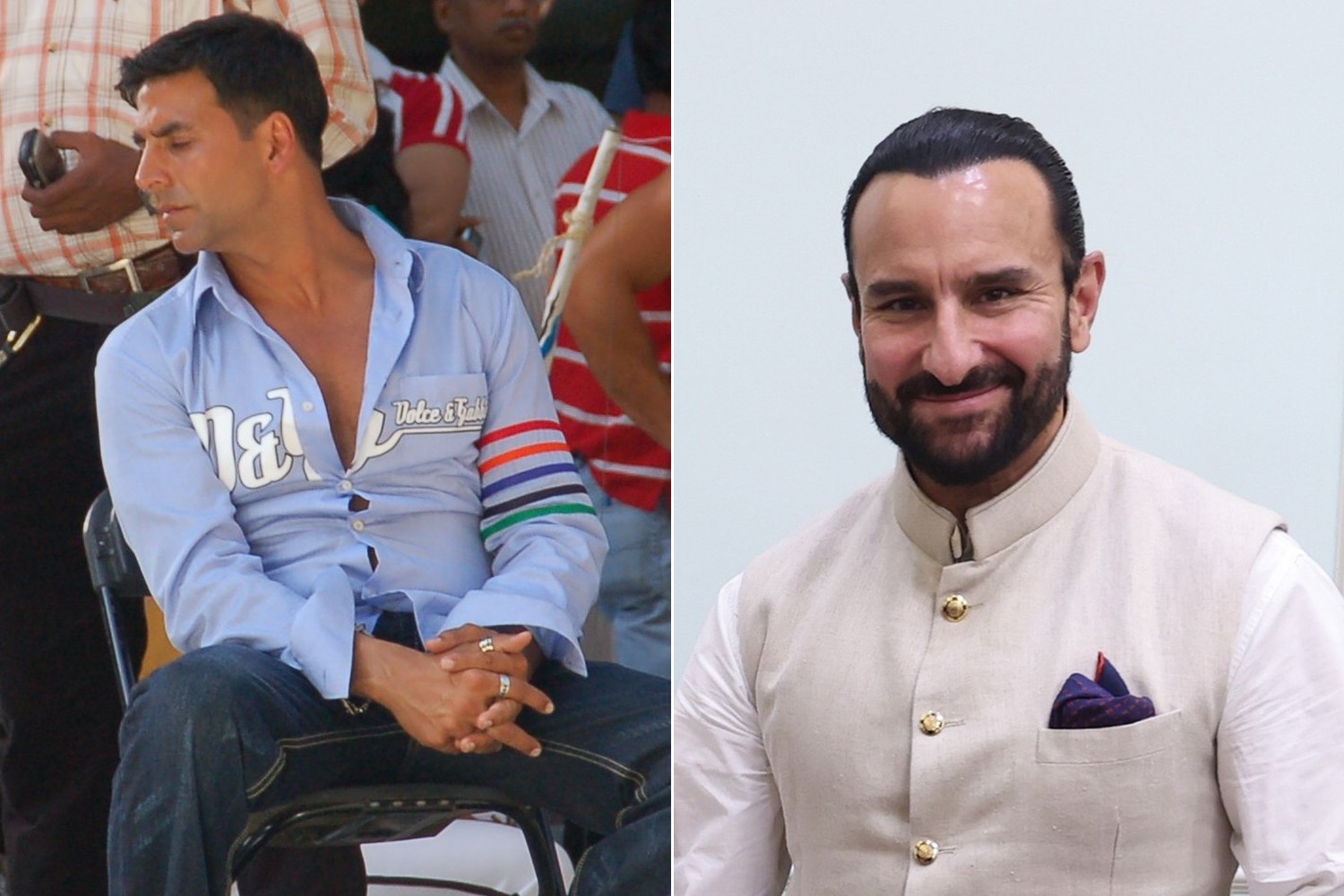Akshay Kumar, left, and Saif Ali Khan