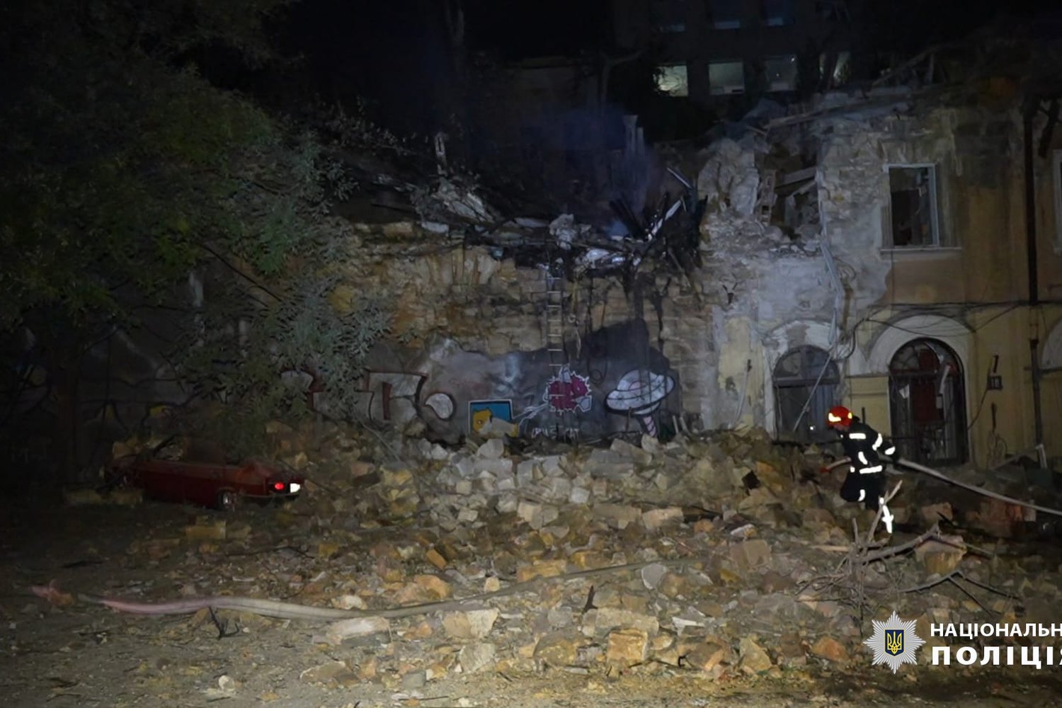 A damaged building in Ukraine