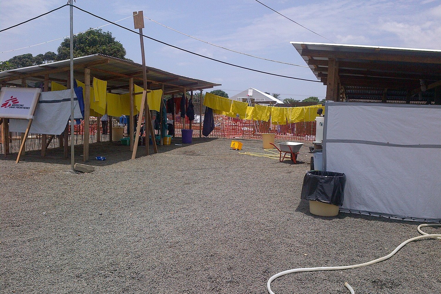 Health workers in protective equipment during an Ebola response