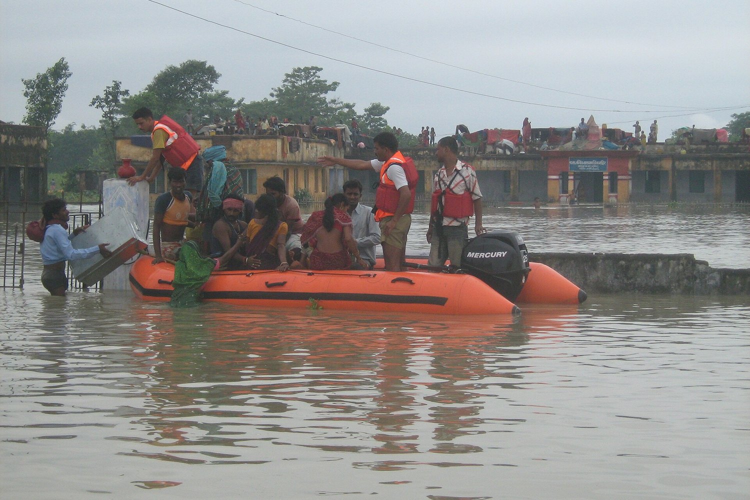 Floodwater across farmland in Bihar